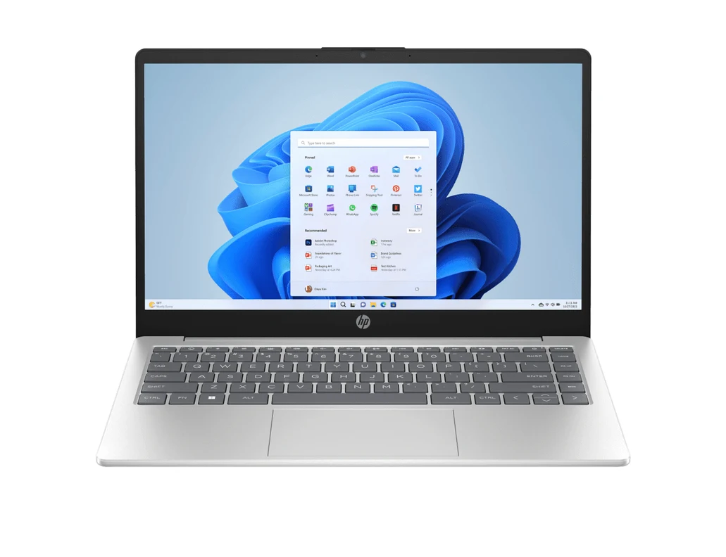 HP 14 EM0104AU laptop in natural silver